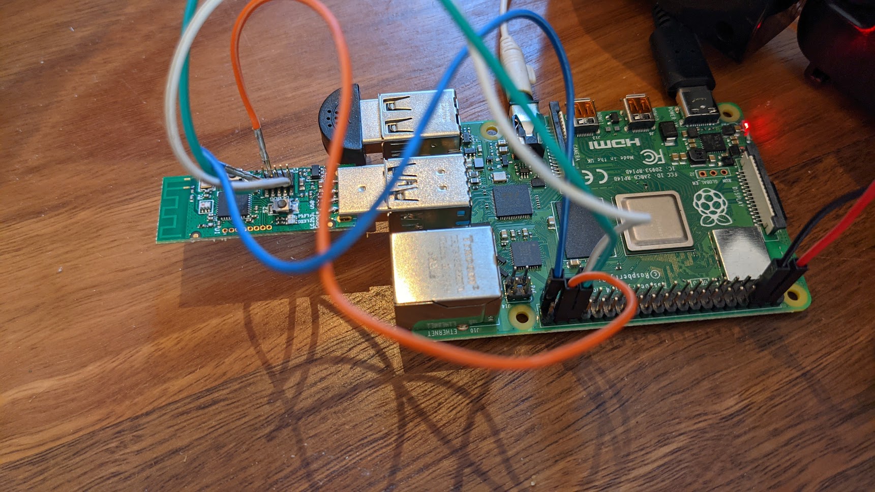 Pi connected to CC2531 for flashing